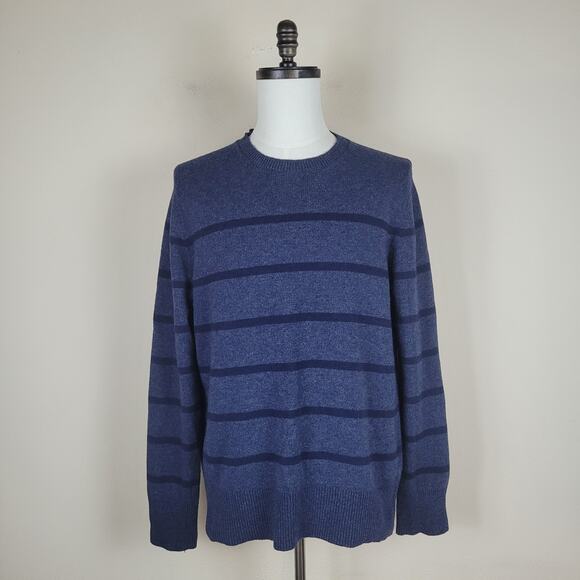 Banana Republic Sweater Men Large Blue Navy Stripes Wool Blend Crewneck Filpucci - Picture 1 of 9